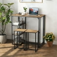 thumbnail image 2 of Gymax Ensemble de Table de Bar 3 Pcs Ensemble de Mobilier de Salle à Manger pour 2 Personnes avec 2 Tabourets 3 Étagères de Rangement, 2 of 10