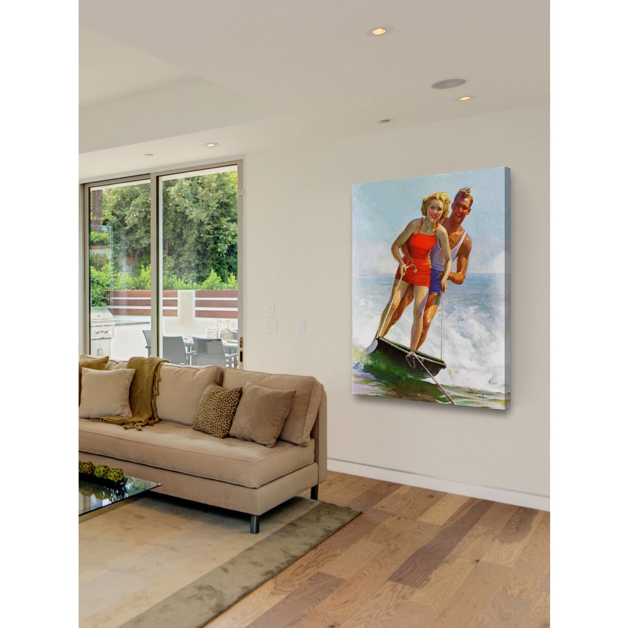 Marmont Hill Ski Boarding Couple by Robert C. Kauffmann Painting Print on Canvas