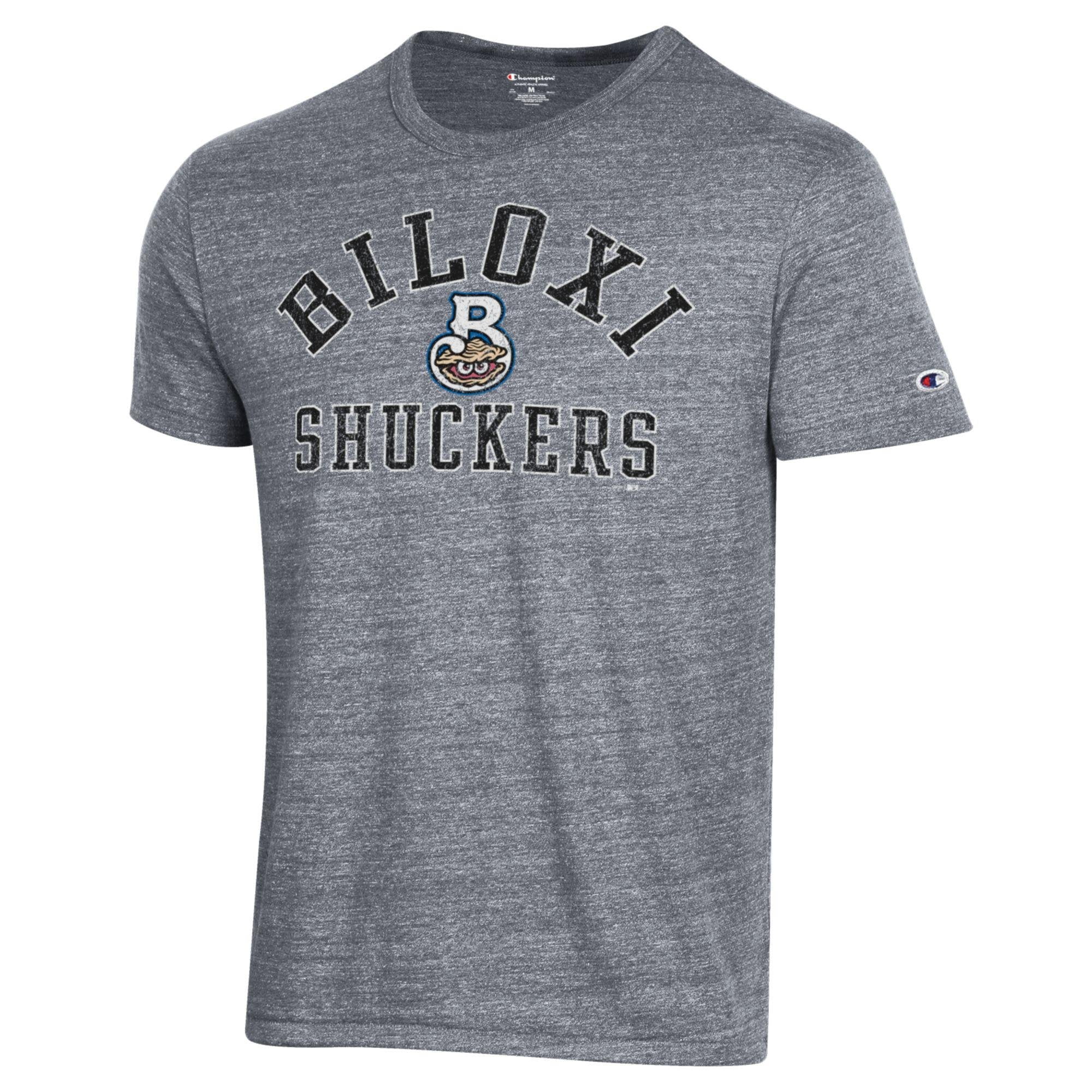 Men's Champion Gray Biloxi Shuckers Ultimate Tri-Blend T-Shirt