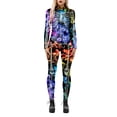 thumbnail image 1 of TheFound Justaucorps Squelette d'Halloween pour Femmes à Manches Longues, Pantalon, Col Roulé, 1 of 6