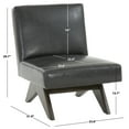 thumbnail image 3 of SAFAVIEH Couture Deasha Modern Vegan Leather Solid Accent Chair, Black/Walnut, 3 of 8