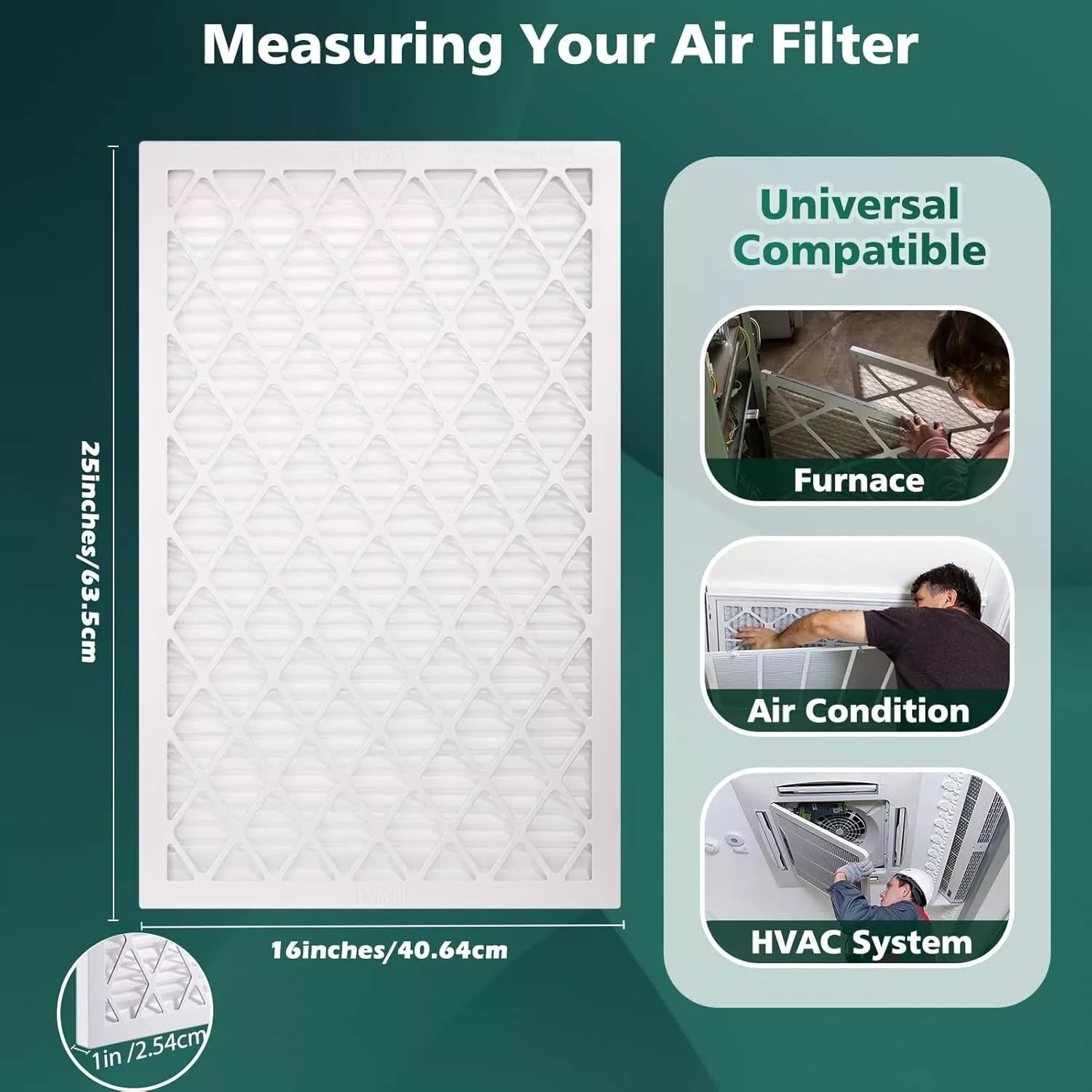 Ubeesize 16x25x1 MERV 8 Pleated Air Filter, Reusable Frame, 9 Pack AC/Furnace