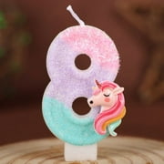 Xiao Hang 0-9 Number Cartoon Unicorn Digital Candles for Kids Birthday Party Festival Cake Decoration Atmosphere Props Fun Themed Candle