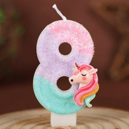Xiao Hang 0-9 Number Cartoon Unicorn Digital Candles for Kids Birthday Party Festival Cake Decoration Atmosphere Props Fun Themed Candle