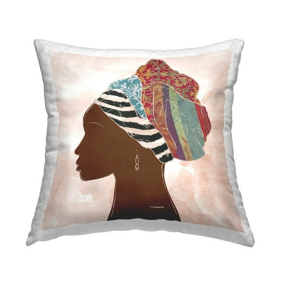 Stupell Industries Minimalist African Portrait Decorative Printed Throw Pillow Design by Carol Robinson.