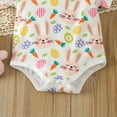 thumbnail image 6 of GYRATEDREAM Newborn Baby Girls Easter Outfits Bunny Print Short Sleeve Romper Top Bell-Bottom Denim Pants Headband 3Pcs for 0-3M, 6 of 9