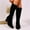 Black, variant on Womens Comfort Winter Casual High Heel Knee High Boots Pointed Toe Suede Side Zipper Dress Shoes Khaki 8.5(42)