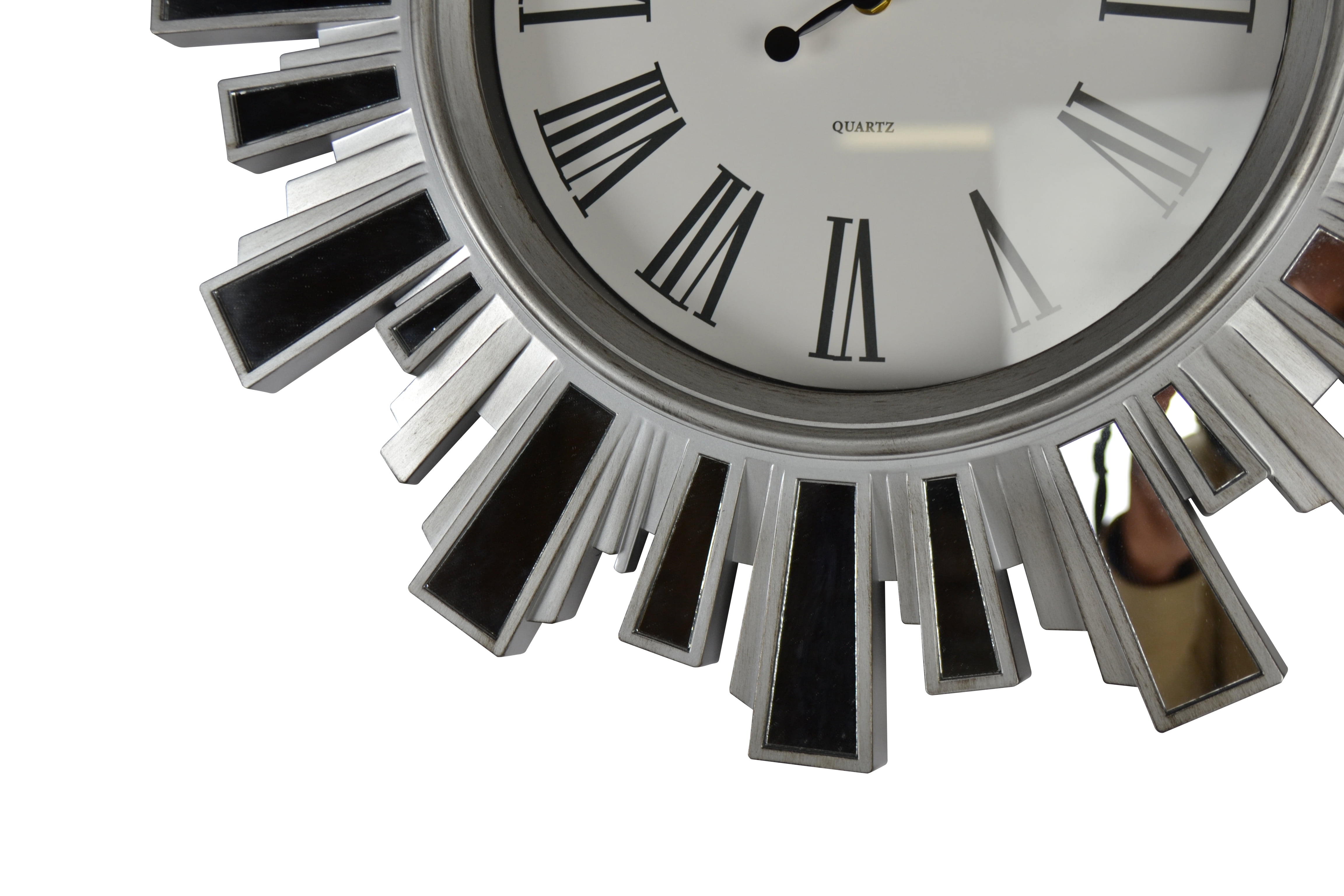 19" Inch Silver and Mirror Starburst Wall Clock