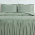 thumbnail image 4 of Chezmoi Collection Sinclair 3-Piece Ruffle Skirt Bedspread Set, Soft Lightweight French Country Chic Farmhouse Crinkle Texture Microfiber Bedding, King, Sage Green, 4 of 9