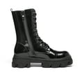 thumbnail image 3 of BURUDANI Women Chunky Platform Lug-Sole Mid-Calf Combat Boots Low-Heel Lace-Up, 3 of 7