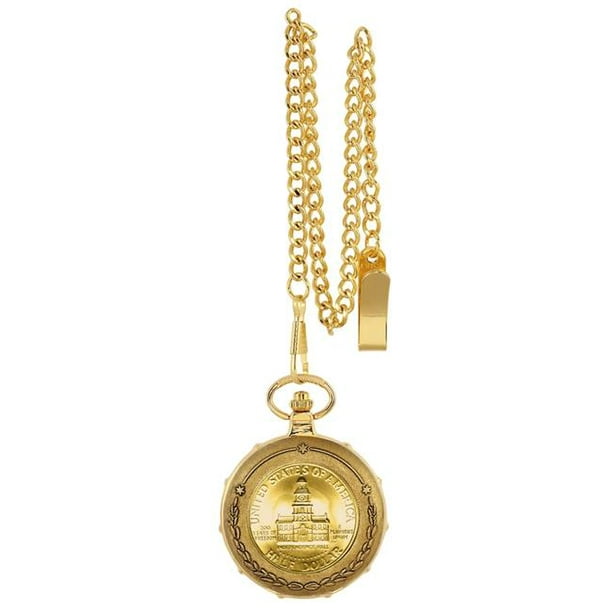 UPM Global 13229 Gold-Layered JFK Bicentennial Half Dollar Goldtone Train  Coin Pocket Watch with Skeleton Movement