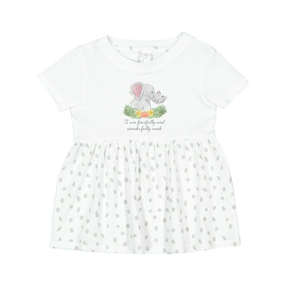 Inktastic I Am Fearfully and Wonderfully Made Cute Elephants Girls Baby Dress