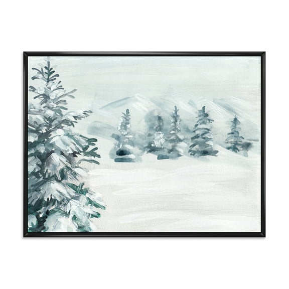 Designart 'Snowy Pine Trees On Mountain' Traditional Framed Canvas Wall Art Print