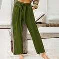 thumbnail image 2 of Plus Size Solid Relaxed Crinkle Pants Wide Leg Casual Summer High Waist Trousers Fashion Work Office Cropped Pant, 2 of 5
