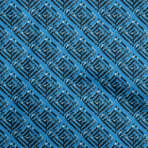 oneOone Polyester Lycra Blue Fabric Geometric Sewing Material Print Fabric By The Yard 56 Inch Wide