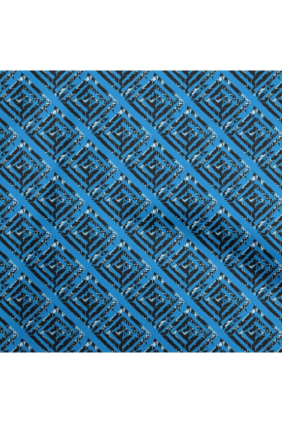 Polyester Lycra Blue Fabric Geometric Sewing Material Print Fabric By The Yard 56 Inch Wide