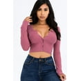 thumbnail image 5 of Ribbed Snap Front Long Sleeve Crop Top, 5 of 10