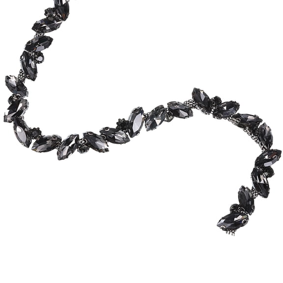 1 Yard Rhinestone Chain Trim, 10mm Bling Shiny Crystal Chain Applique (Gray)