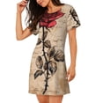 thumbnail image 2 of Sikiie Vintage Rose Botanical Art Print Women's Short-sleeved Nightdress, Round Neck Pullover Nightdress Pajamas Summer Home Wear, 2 of 6