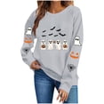 thumbnail image 5 of Molidfa Women's Black Halloween Sweatshirt Ghost Squad Graphic Crew Neck Top, 5 of 5