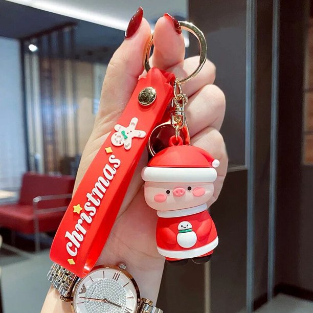 LLavero de silicona para árbol de Navidad, muñeco de nieve, accesorios colgantes, muñeca de pegamento suave, llaveros bonitos, regalos de joyería