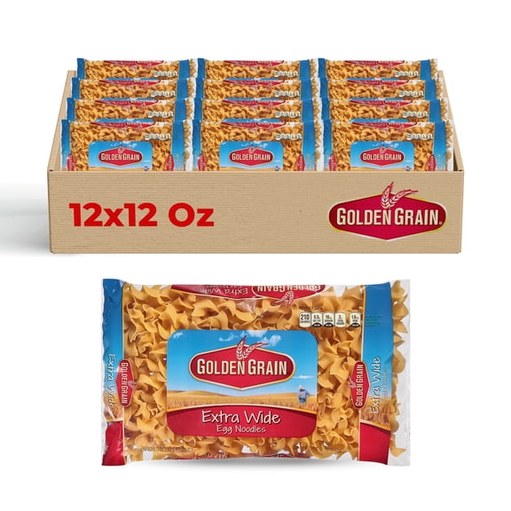Golden Grain Extra Wide Egg Noodle Pasta, Soft Texture, 12-Pack, 10.5 lbs - Ideal for Rich Sauces & Comfort Meals