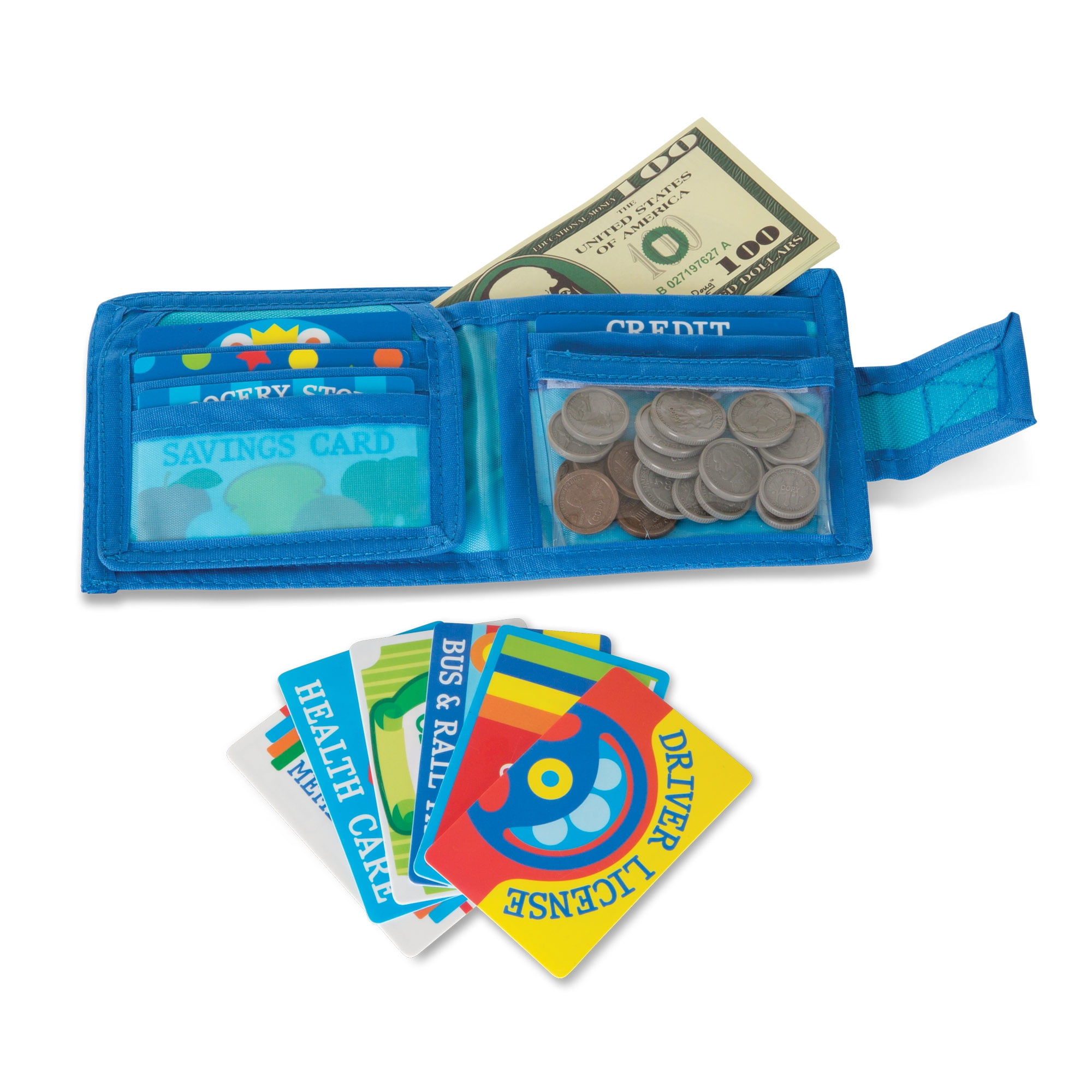 Melissa & Doug Pretend-to-Spend Toy Wallet With Play Money and Cards (45 pcs)