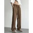thumbnail image 5 of Pantalones de verano de poliéster para hombre, pantalones de traje rectos marrones para hombre, pantalones de moda, ropa clásica antiarrugas, elegantes y formales, 5 of 5