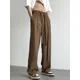 thumbnail image 4 of Pantalones de verano de poliéster para hombre, pantalones de traje rectos marrones para hombre, pantalones de moda, ropa clásica antiarrugas, elegantes y formales, 4 of 4