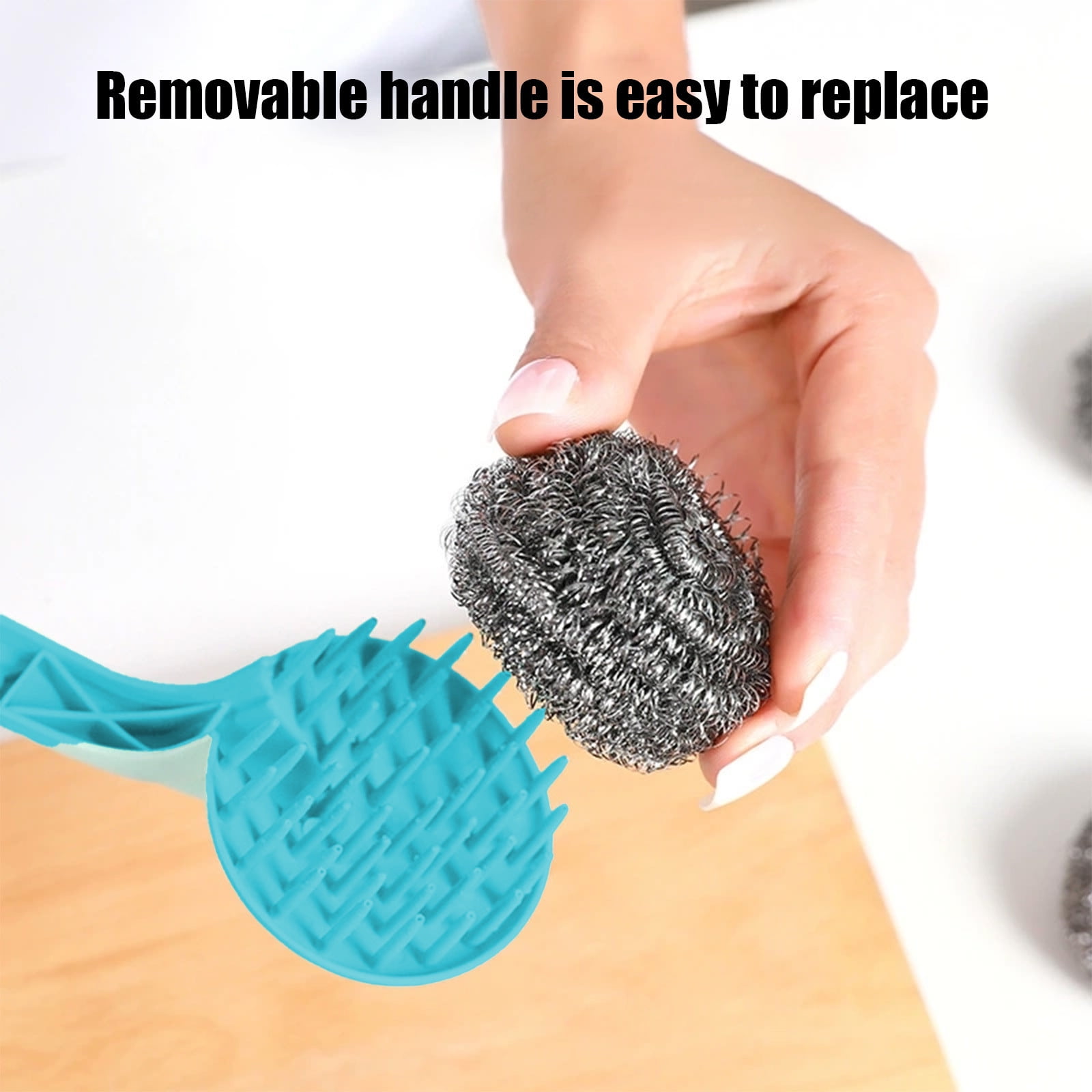 Lunxisen 40 Pcs Duty Stainless Steel Scrubber Set Long Short HandleWool Pads, Cast Iron Pot Scrubber for Dishes, Pans, Grills, Balls Wire Brush
