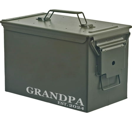 Steel Ammo Can Storage Box Ammunition Case New Grandfather Grandpa Est 2024 (50cal, Green)