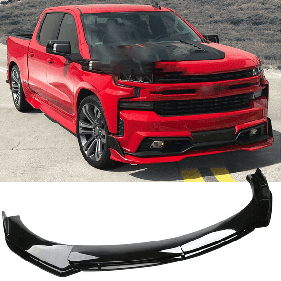 For Chevy Silverado 1500 Front Bumper Lip Splitter Spoiler Body Kit Glossy Black
