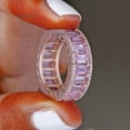 thumbnail image 3 of Pink Sapphire Full Eternity Band, Octagon Sapphire & Diamond Triple Layer Eternity Ring, 925 Sterling Silver Thick Band, Wedding Band, 3 of 5