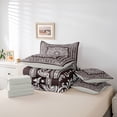 thumbnail image 6 of jejeloiu Boho Paisley 7pcs Queen Bedding For Men Women,Vintage Floral Print Bedding Comforter Set Queen,Brown White,Light Gray Reversible, 6 of 7