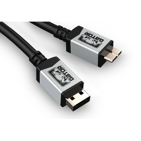 GATOR CABLE USB 3.0 Male A to Micro B cable - SILVER - 5 FT - Silver Plated Connectors - SYNC Rapid Charger Samsung Galaxy Note 3