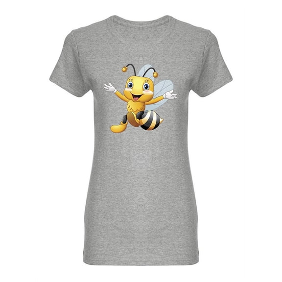 Cute Bee Waving Hand Shaped T-Shirt Women -Image by Shutterstock, Female Large