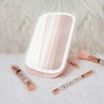 thumbnail image 4 of Impressions Vanity Lucent Tablet Tri-Tone LED Makeup Mirror, Foldable Compact Mirror (Pink), 4 of 5