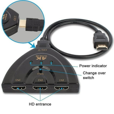 Sélecteur HDMI 3 Ports 4K - Switch Manuel Full HD - Multiprise Hub