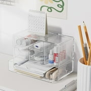 Six Grid Transparent Desktop Drawer Organizer, Clear Hand Account Storage Box, Pull Out Student Desk Stationery Caddy, Multi Compartment Cosmetic Sundry Holder