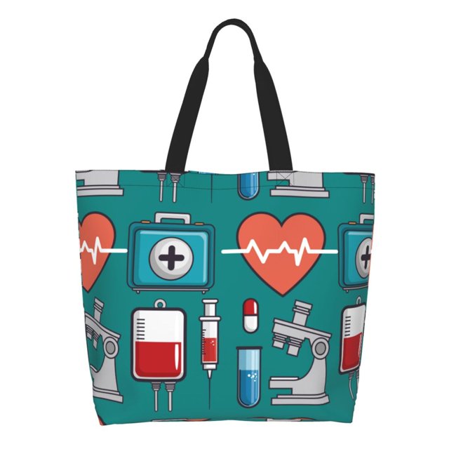 Fotbe Medical Elements Bolsa Tote Estética de Lona con Estampado para Mujer - Bolsa Reutilizable de Hombro Casual para Vacaciones, Compras, Trabajo y Gimnasio