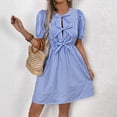 thumbnail image 3 of Women's Summer New Retro Striped Round Neck Bow Tie Dress, 3 of 5