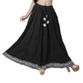 thumbnail image 1 of Chadrakala Women's 100% Cotton Indian Flaire Long Maxi Skirt Gota Patti Crushed ,Free Size, Black (S109BLA), 1 of 3