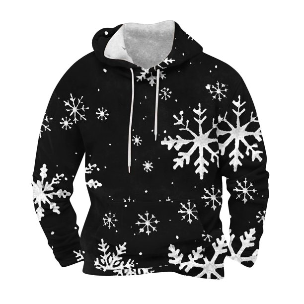 Sudadera con capucha para hombre, informal, con cordón, estampado navideño, deportiva, blusa de poliéster
