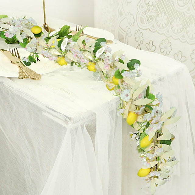 Artificial Lemon Vine Garland 71In | Realistic Faux Lemon Branch | Springtime Home Dining Table Decor | Wedding Centerpiece Floral Arrangement | Kitchen Living Room Party