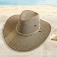thumbnail image 2 of HEVIRGO Breathable Cowboys Hat Sunscreen Wide Brim Sweat-wicking Panama Hat Outdoor Supplies Gray Straw, 2 of 7