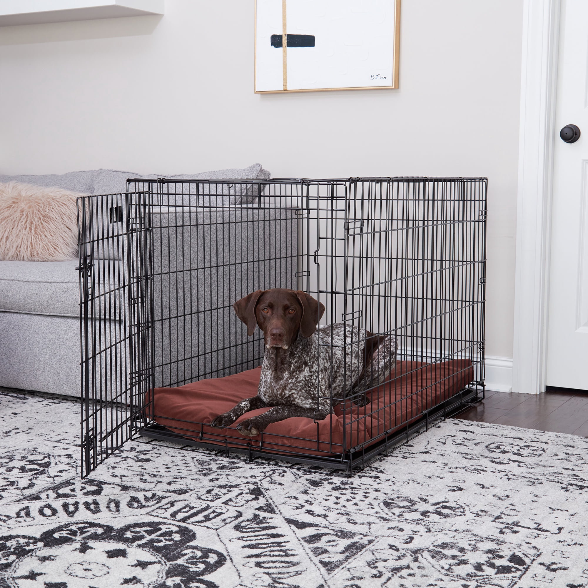 Happy Hounds Cooper Deluxe Reversible Crate Pad, Burgundy, Large (42" x 28")