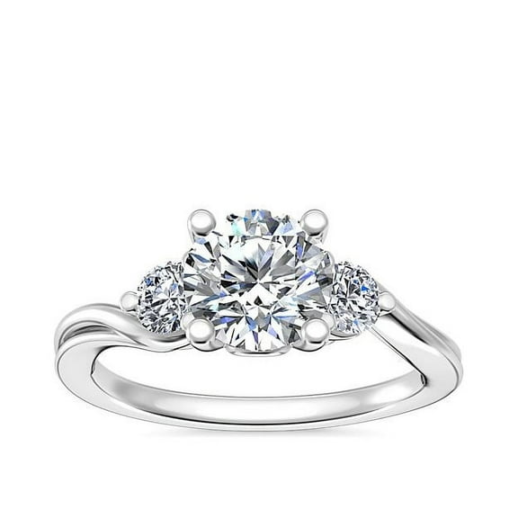 0.75 Carat Brilliant Round Cut Natural Diamond Stunning Three Stone Wedding Ring for Women Solid 14K White Gold Size 7