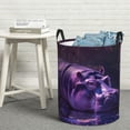 thumbnail image 6 of Daiia Purple Hippo In Water Round Laundry Basket with Handles Thickened Waterproof Circular hamper,Dirty Clothes Storage Basket for Bedroom,Bathroom,College Dorm-Small, 6 of 6