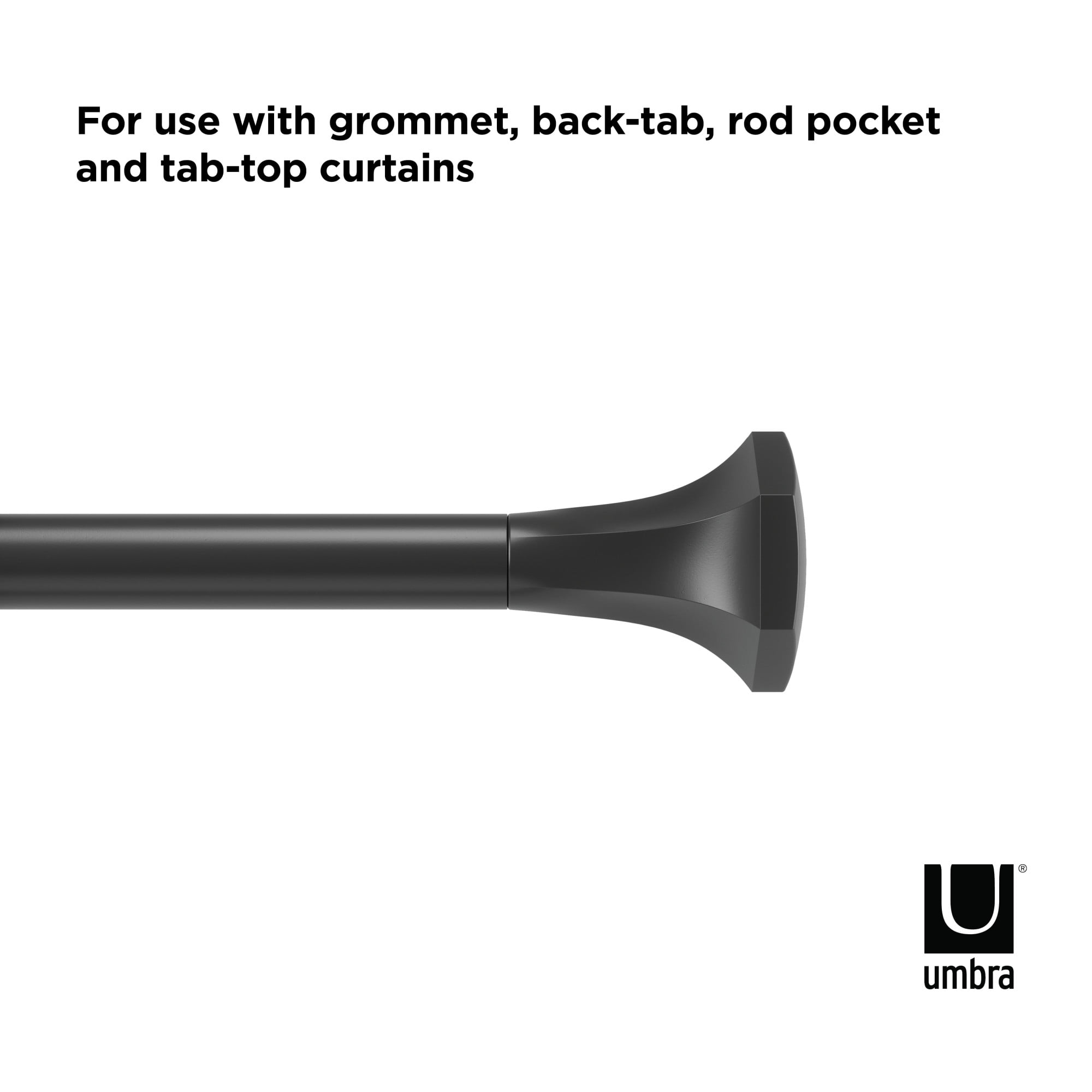 Umbra Sita Adjustable Curtain Rod, Matte Black Finish, 1-inch Diameter, 72-144 Inches