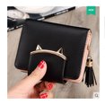 thumbnail image 2 of Linda cartera de gato para mujer, monedero plegable pequeño, clip para dinero, tarjetero para mujer con cremallera, regalos para mujer, negro JAMW Sencillez, 2 of 5